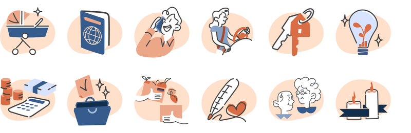 Life events described in 12 circles