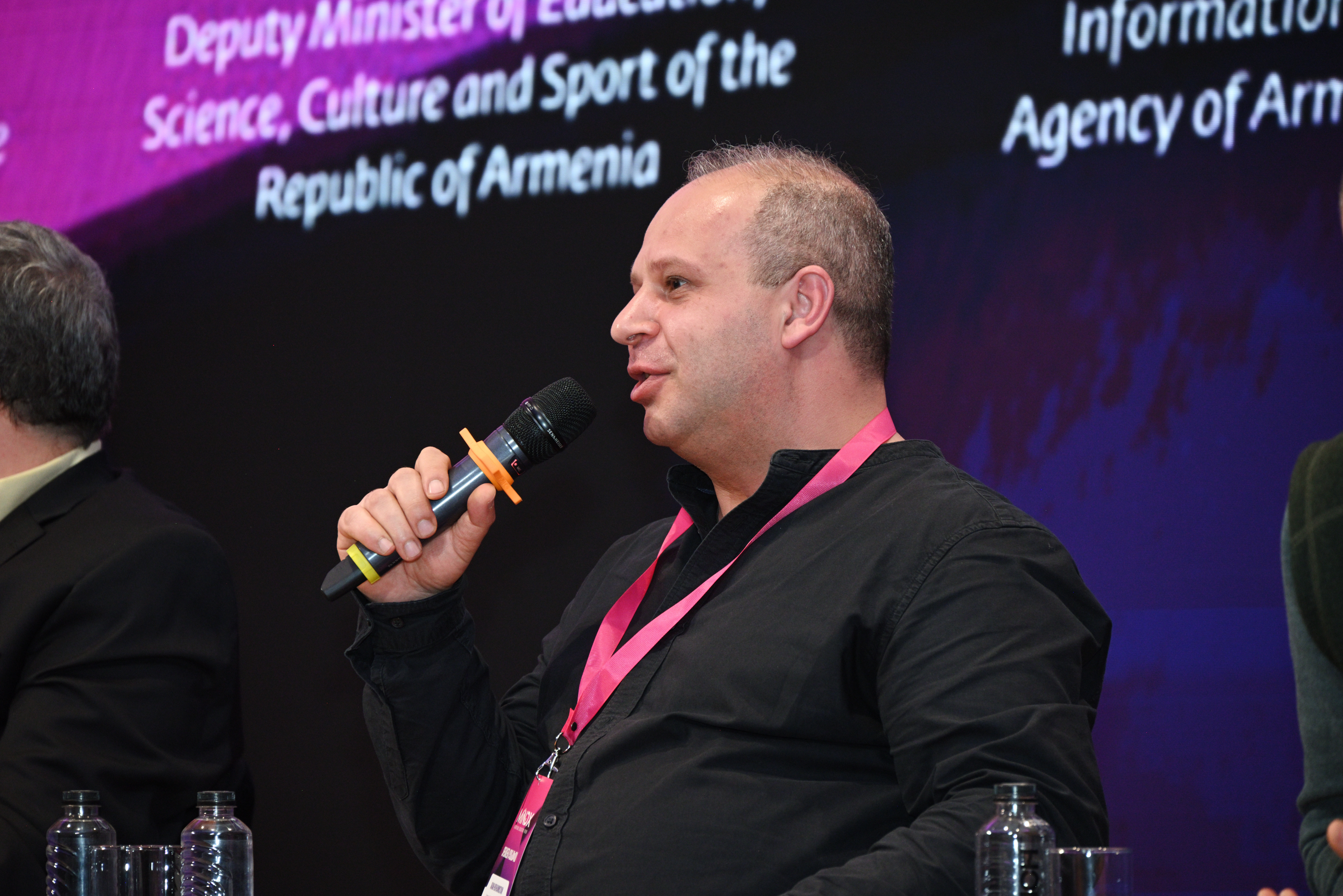 Vice-rector of Conservatory is speaking during discussion
